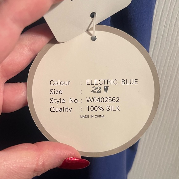 Vintage NWT Tess 100% Silk Blue Button Down Shirt Dress - Picture 11 of 11